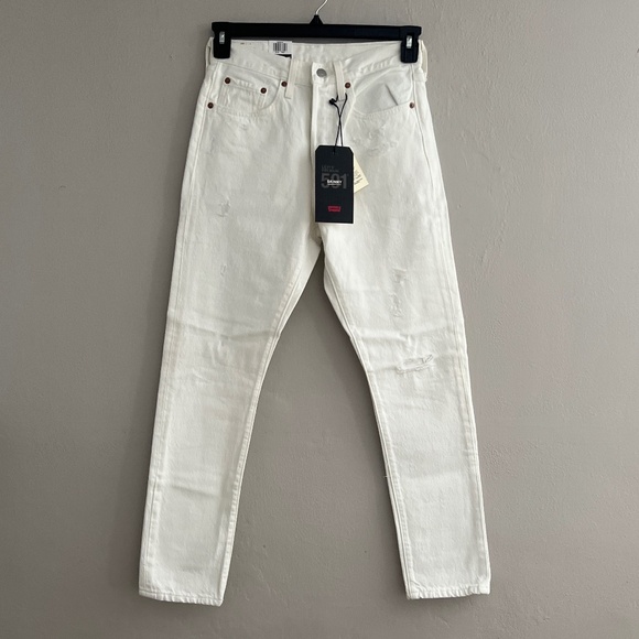 Levi's Denim - Levi’s 501 skinny distressed white jeans size 26x28